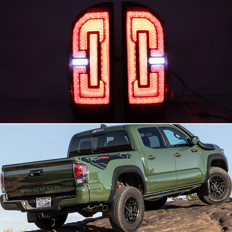 СВЕТОДИОДНЫЙ Автомобильный задний фонарь для Toyota Tacoma 2016 2017 - 2022 2023, стоп-сигнал, задний ходовой сигнал, желтый указатель поворота, задний фон...