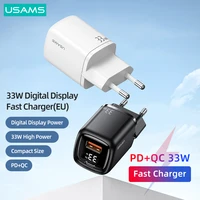 usams pd 33w digital display fast charger qc afc scp quick charge travel charger for iphone ipad samsung huawei tabelt laptop