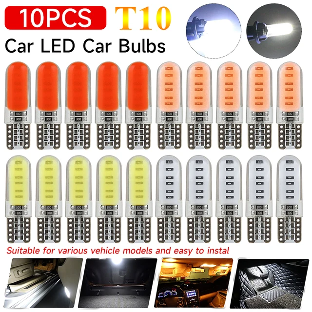 10-1PCS T10 LED Canbus COB License Plate t10 LED Light LED Interior Car Silicone Gel 12V Car Bulb 7000K-8000K Car Accessories 1