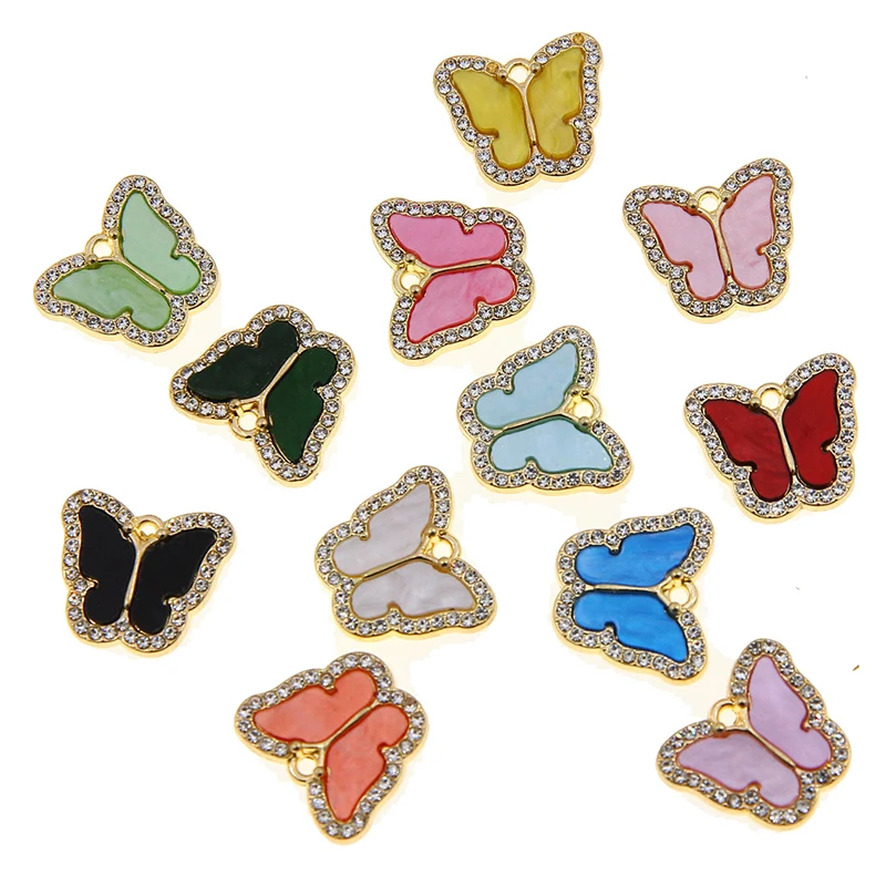 

50 шт. разноцветные блестящие подвески в виде бабочки, красивые подвески в виде животных для ожерелий, брелоков, аксессуары для изготовления ...