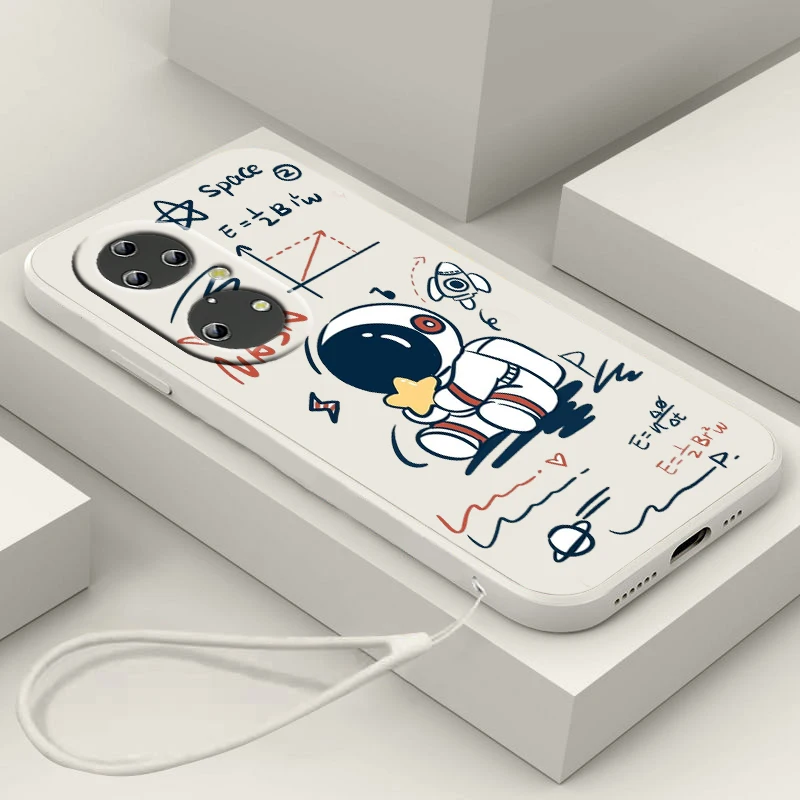 

Astronaut Cartoon Luxury Art Phone Case For Huawei P50 P40 P30 P20 Pro Lite E Nova Y70 5T 9 Y9S Y9A Y9 Y6 5G Liquid Rope Cover