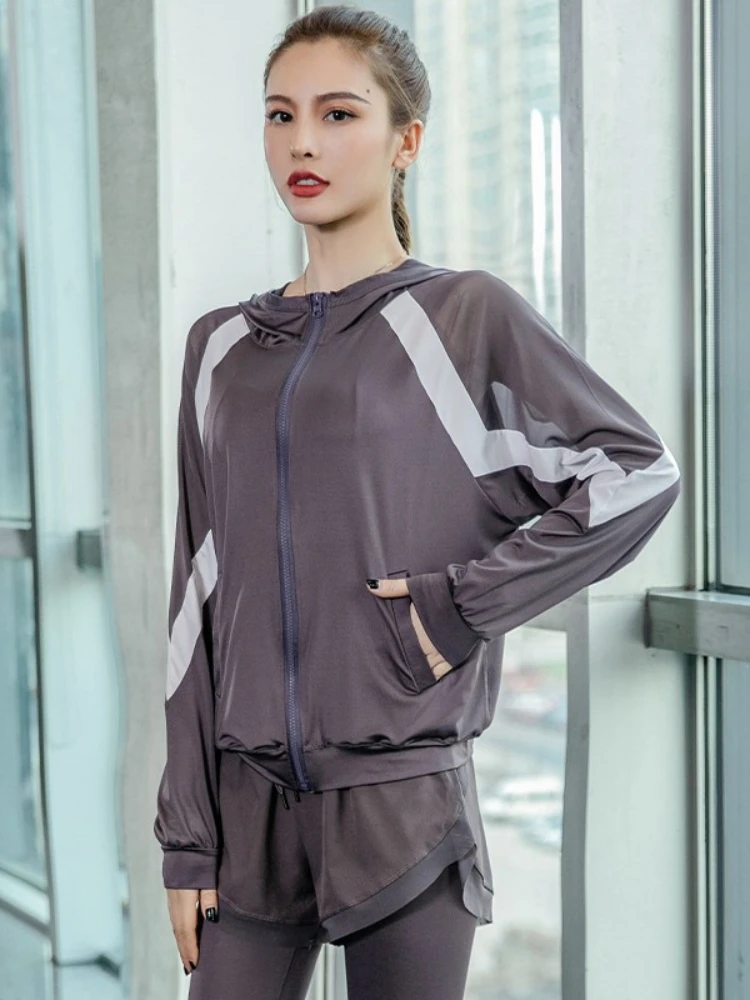 

Sports Jacket Women Summer Loose Casual Runningn Sun Protectio Clothing Woman Long-sleeved Quick-drying Yoga Fitness Clothing