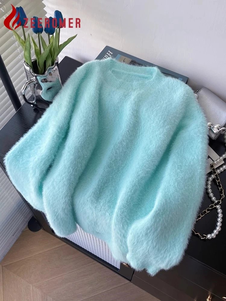 2024 новинка осени и зимы модные мягкие вязаные пуловеры из мохера женские