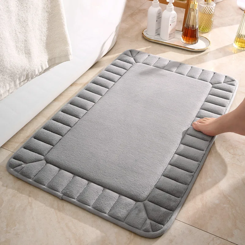 

Bathroom Bath Carpets Grey Shower Room Water Absorbent Doormat Floor Rugs In Toilet Bathtub Washbasin WC Restroom Anti-skid Mat