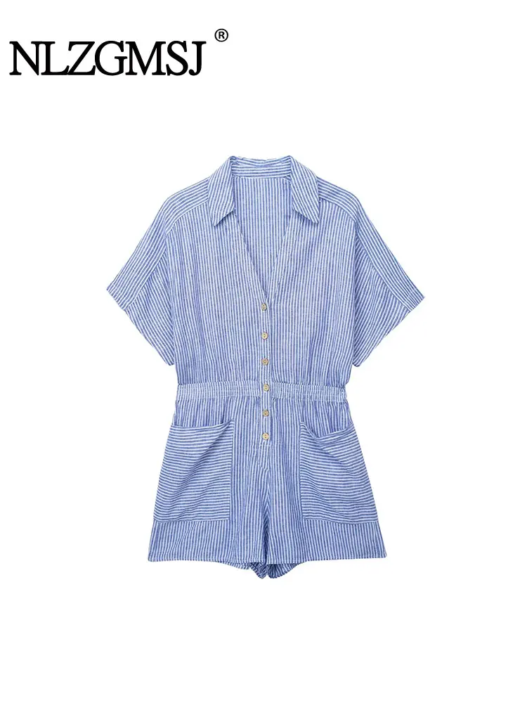 

Женский свободный комбинезон на пуговицах Nlzgmsj TRAF, Удобный Повседневный Универсальный элегантный шикарный Летний комбинезон для женщин