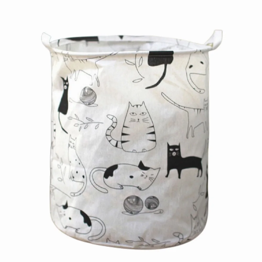 

Cotton Linen Foldable Laundry Hamper with Handles, for Dirty Clothes & Kids Toys Bathroom Waterproof Laundry Basket Home Storage