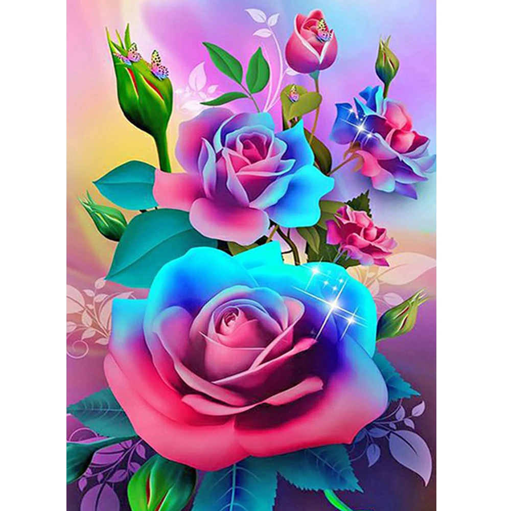 

Полный набор для алмазной живописи 5D, бабочки, розы, цветы «сделай сам», бриллиантовая мозаика, вышивка крестиком, домашний декор