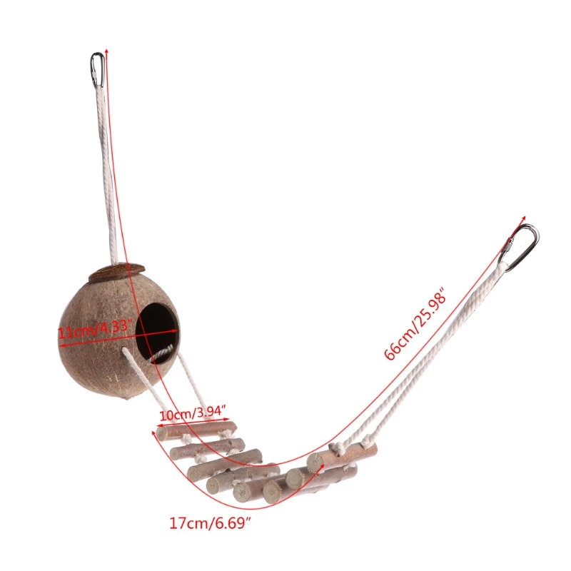 

Bird Parrot Toy Nest Hut Cage Natural Coco Hideaway with Ladder