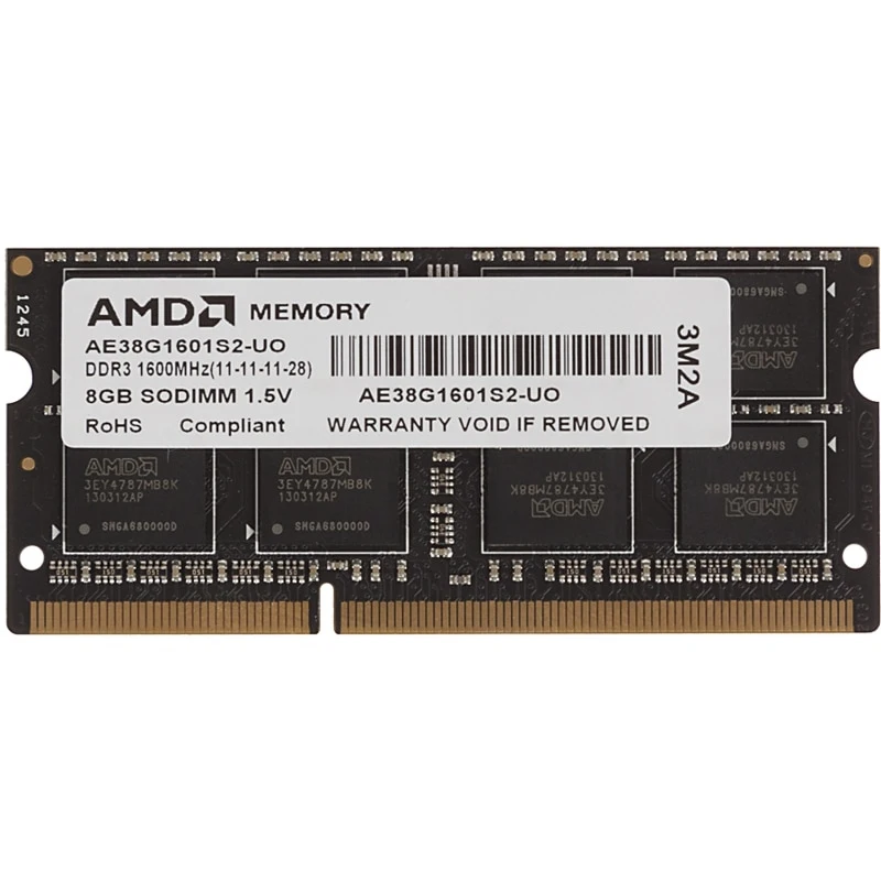 Память DDR3 8Gb 1600MHz AMD R538G1601S2S-UO OEM PC3-12800 CL11 SO-DIMM 204-pin 1.5В | Компьютеры и офис