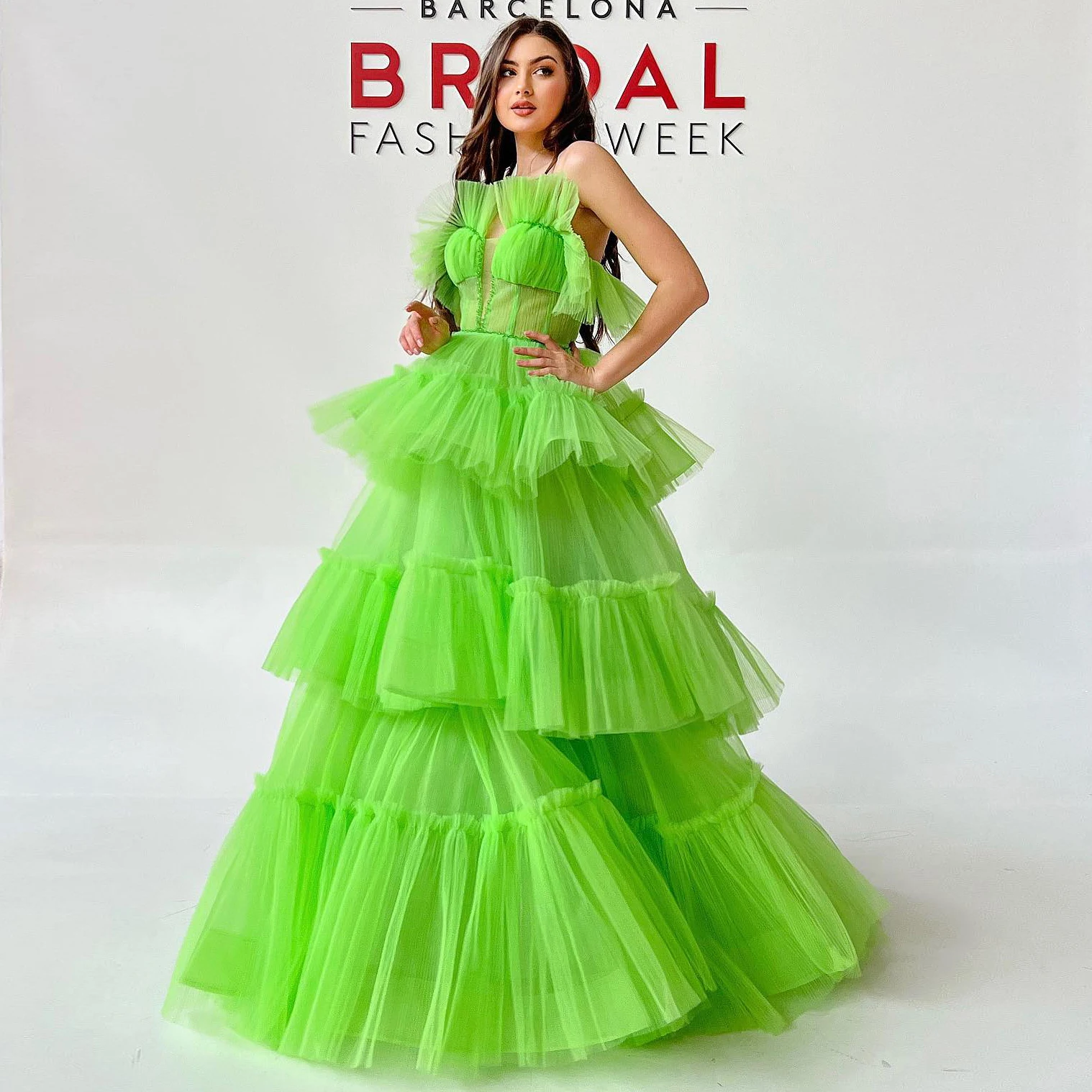 

Eey Catching Neon Green Puffy Long Tulle Maxi Gowns To Event Pretty Fuchsia Tutu Tulle Women Birthday Party Dresses