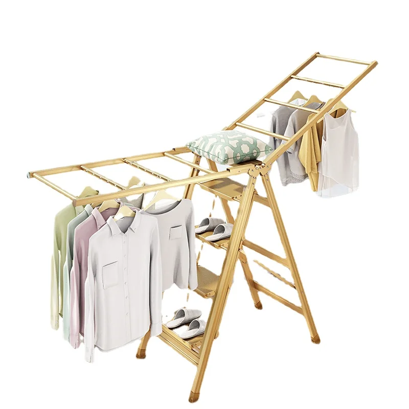 

ZL Ladder Clothes Hanger Dual-Use Floor Folding Indoor and Outdoor Thickened Stainless Steel