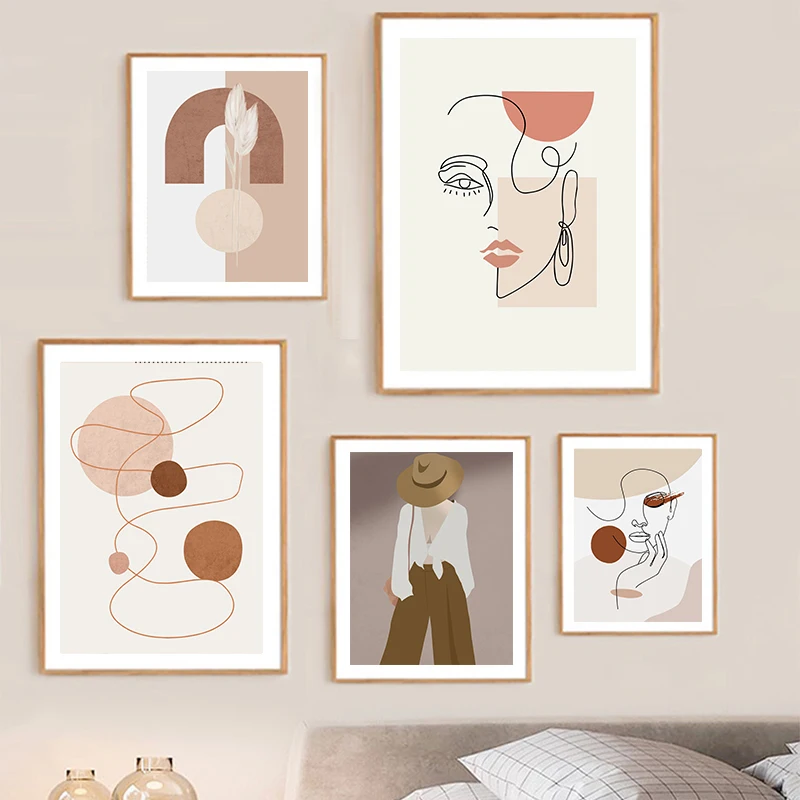 

Line Woman Face Fashion Poster Canvas Art Print Modern Abstract Painting Minimalist Wall Picture for Living Room Home Decor