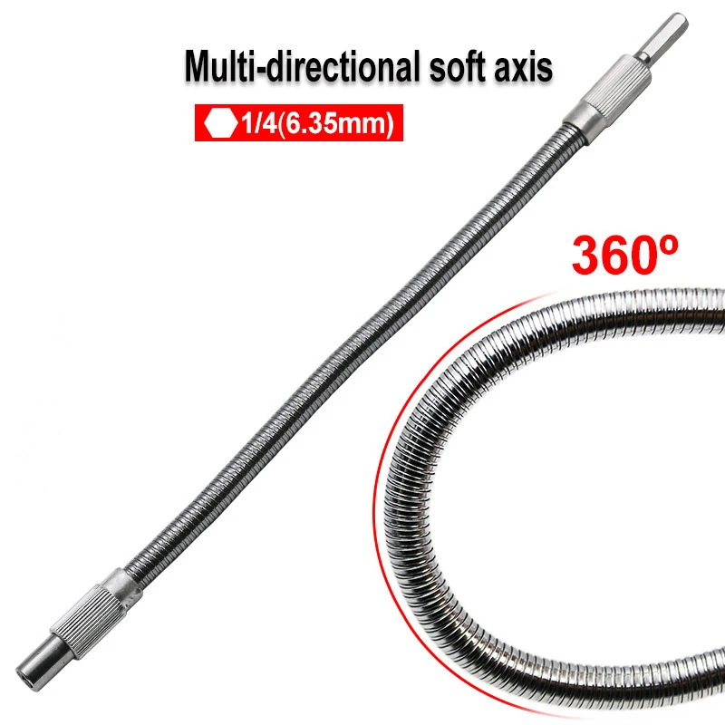 

300/200MM Flexible Shaft Metal Drill Electric Screwdriver Bit Holder Connect Link Multitul 6.35MM Hex Shank Extension Snake Bit
