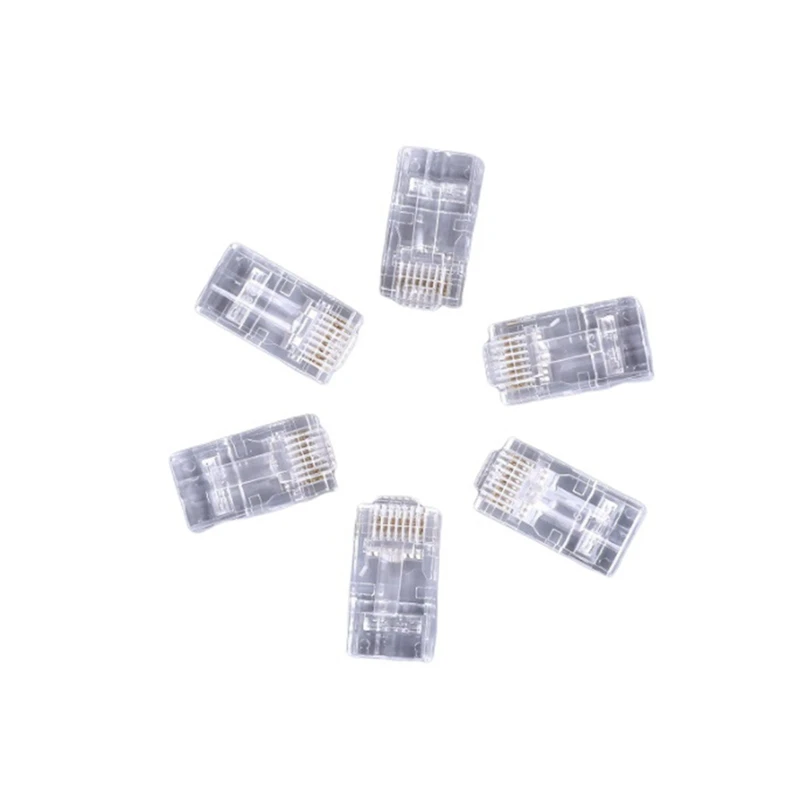 

100 Rj45 Through Holes 8P8C Perforated Cat6 Category 6 Unshielded Crystal Plug Network Modular Plug