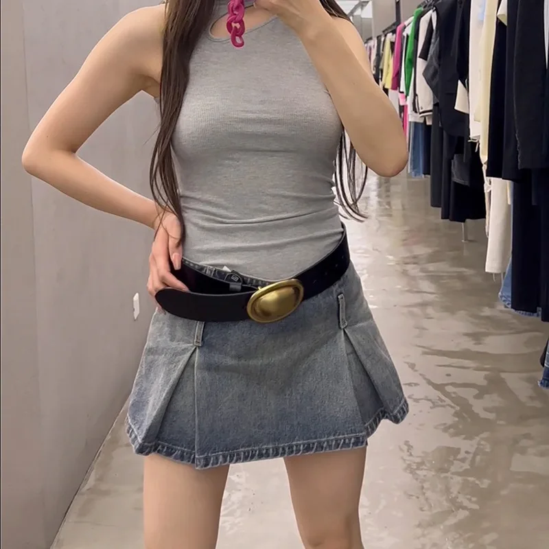 

2023 Summer Denim Skirt Women All-match A-line Skirt