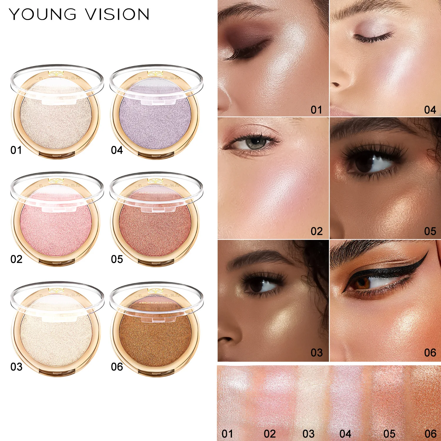 

YOUNG VISION Highlighter Powder Palette Brighten Skin Tone Glitter Glitter Nose Shadow Modification Stereo Makeup