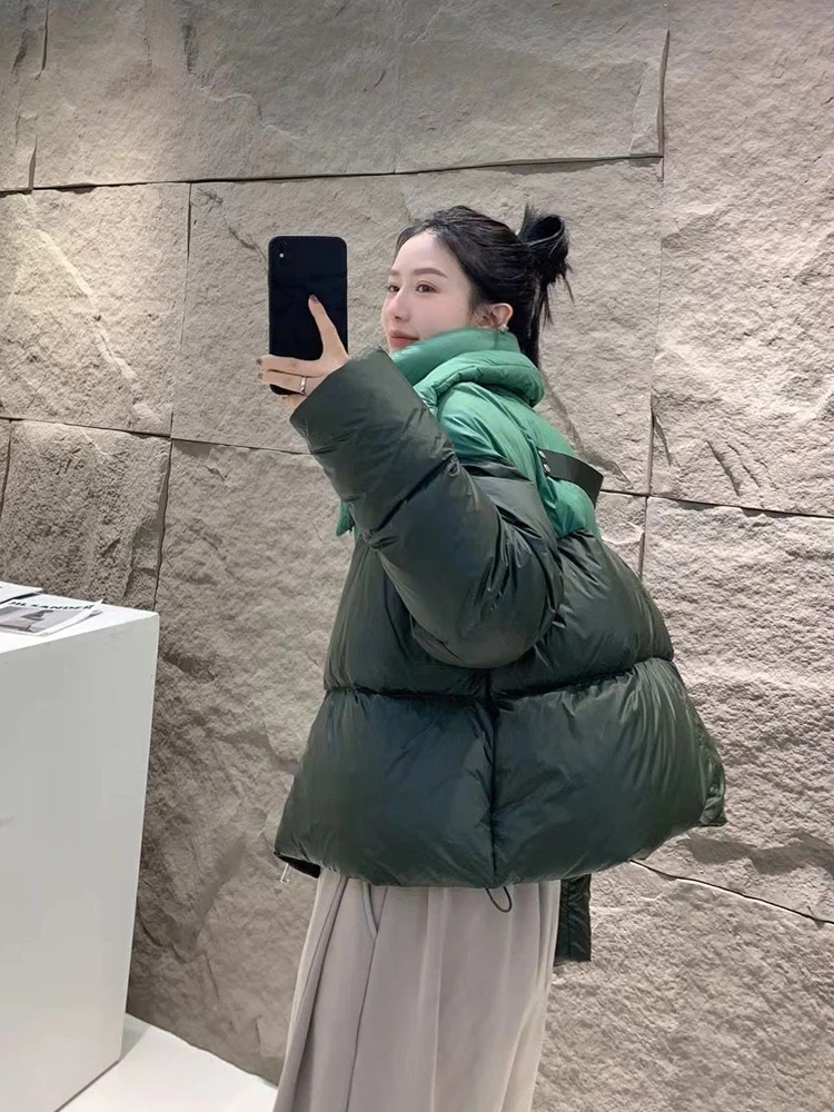 2023 New Arrival Winter Down Coat for Woman High Street Windbreaker Parkas Ladies Popular Overcoat Patchwork Two-tones Oversized