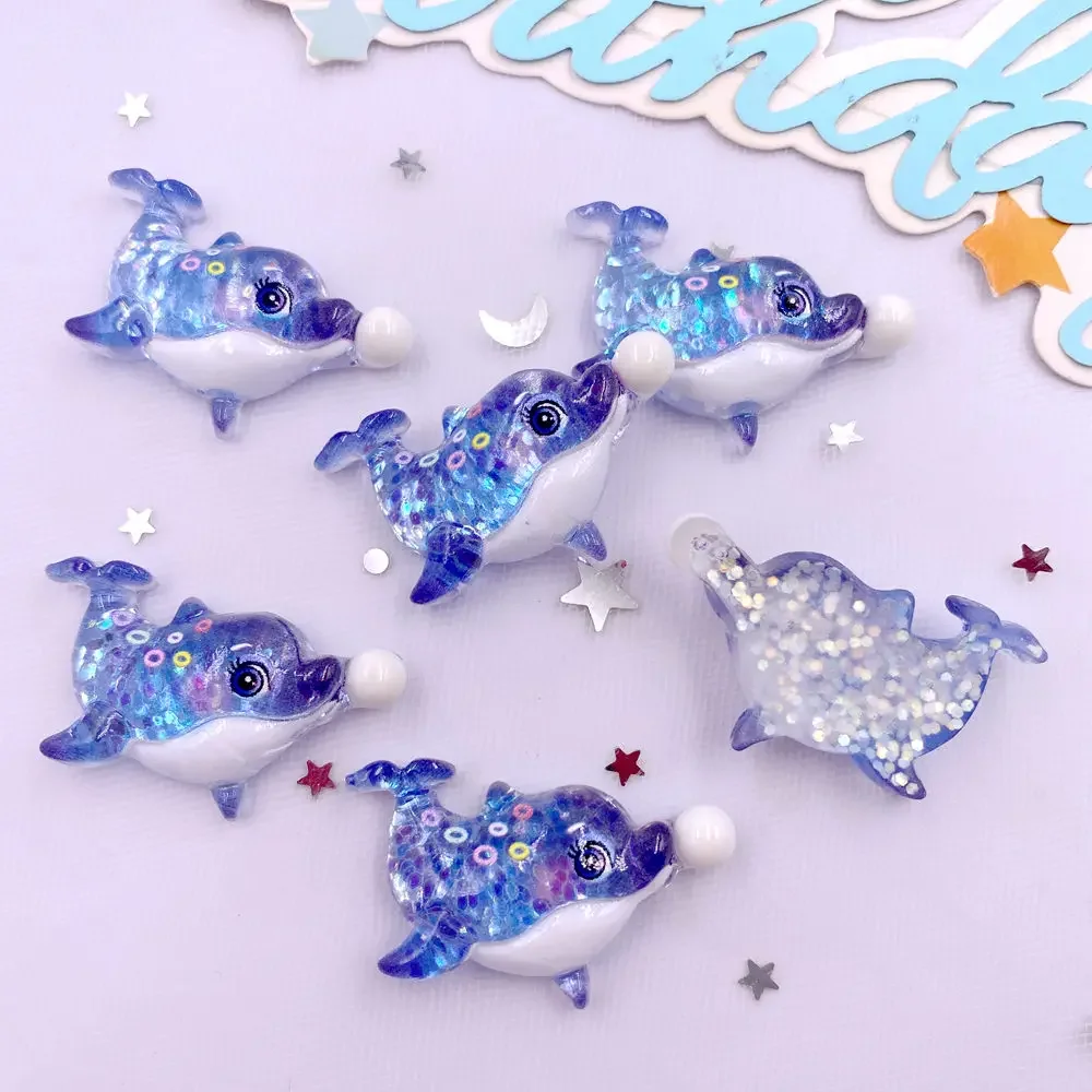 10 шт. блестящая красочная смола морская звезда краб медуза дельфин океанское