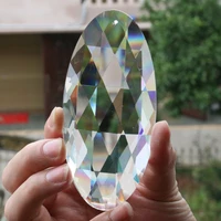 2pcs 120mm clear oval crystal prism lamp hanging drop shinning glass faceted sun catcher chandelier pendant lamp part photo prop