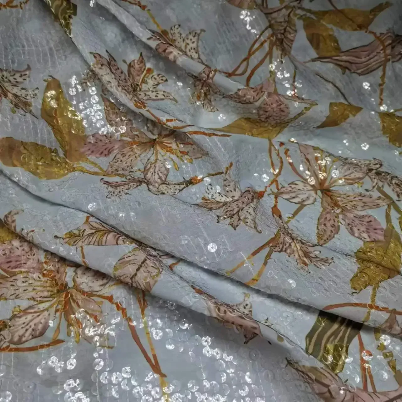 Лидер продаж шифоновое прозрачное платье из ткани с вышивкой и блестками