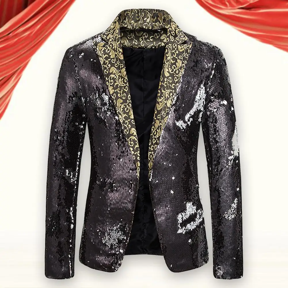 

Блейзер с отложным воротником для выступлений, блестящий кардиган для торжества