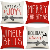 45x45 cm linen cushion cover 2023 christmas decorations letter pillow cover farmhouse home decor sofa chair car throw pillowcase