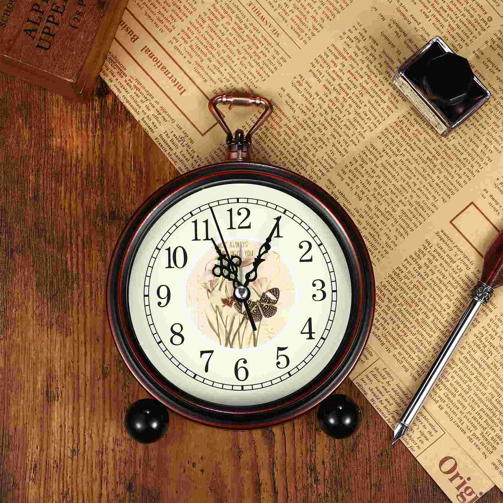 

Clock Alarm Retro Bedsidedesktop Old Fashioned Rustic Clocks Wall Household Vintage Mute Tabletop Daily Usewake Morning