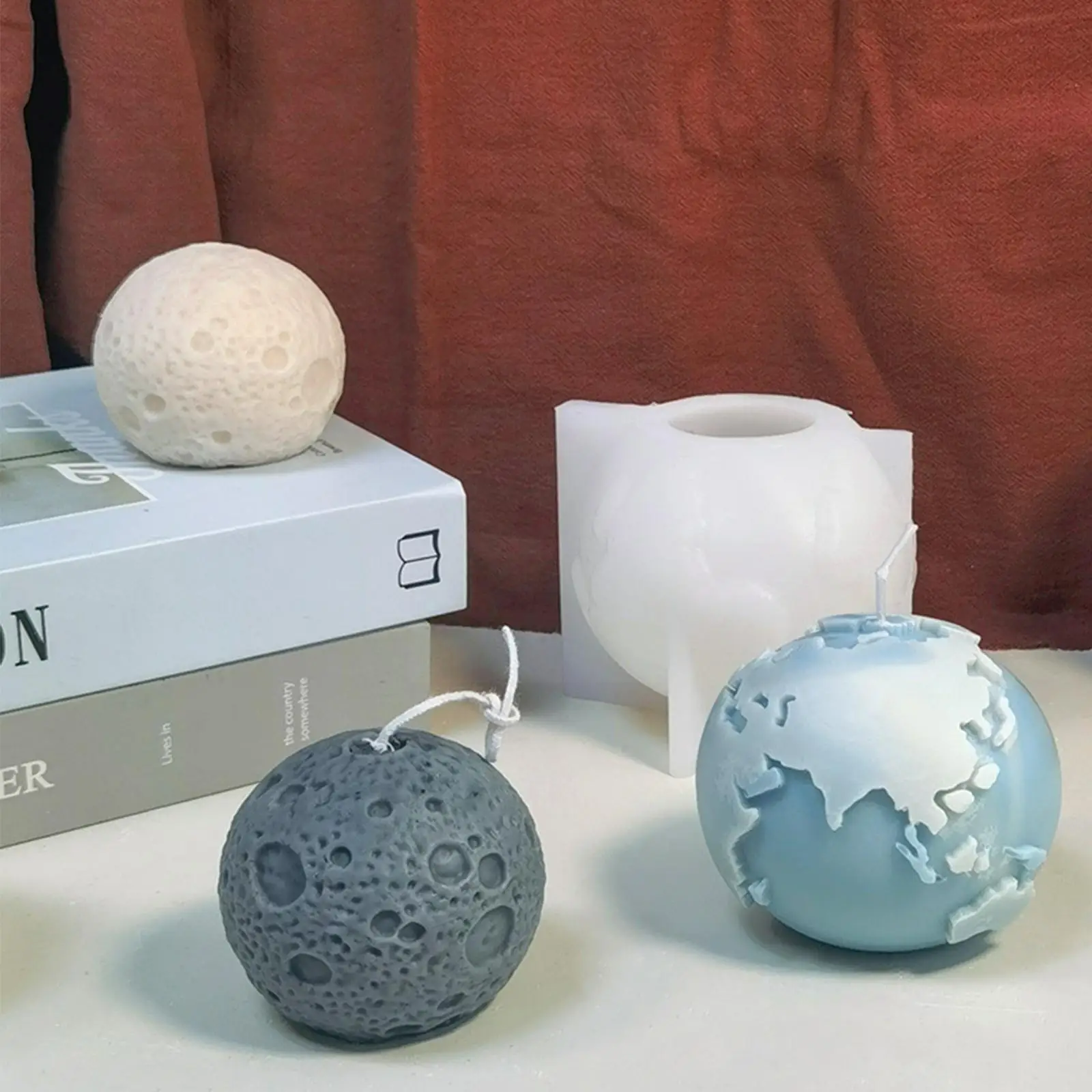 

3d Earth Moon Molds For Candles Diy Spherical Handmade Epoxy Resin Soap Clay Silicone Mould Ins Style Desktop Orna T5n0