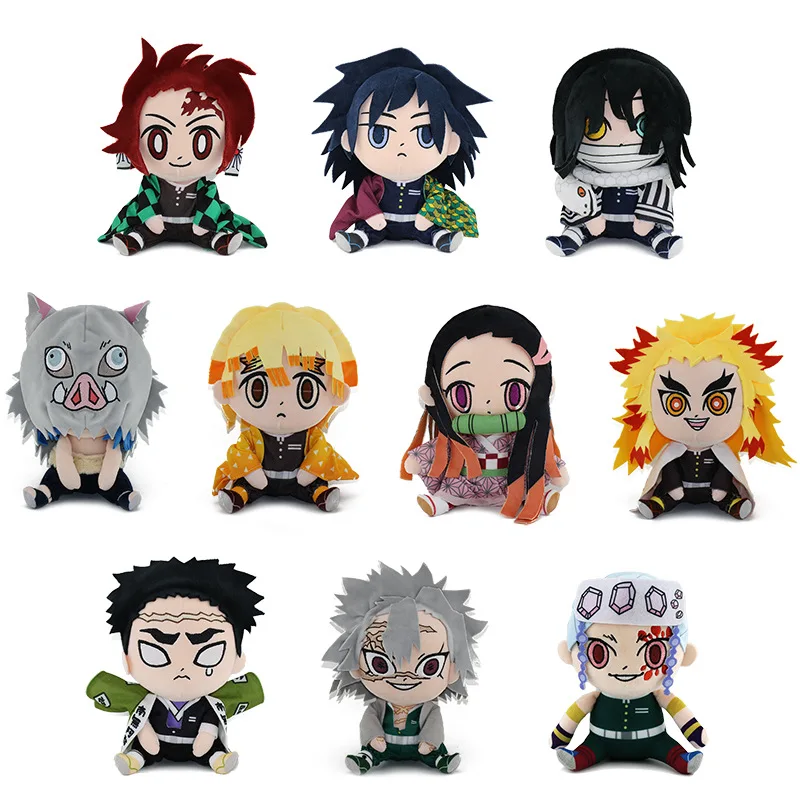 

20cm Anime Demon Slayer Kimetsu No Yaiba Around Stuffed Plush Doll Tanjiro Nezuko Desk Decorations Kids Gifts Cute Dolls