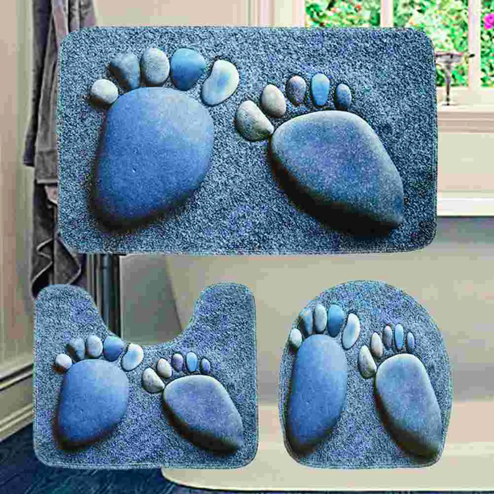 

3 in 1 Toilet Rug Set Comfortable Non-Slip Toilet Lid Cover Rug Bath Mat