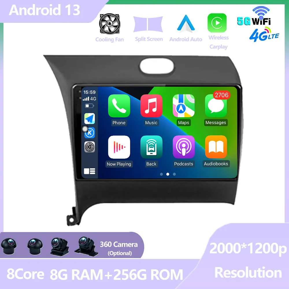 

Автомагнитола для KIA Cerato K3 2013 2014 2015 Android 13, мультимедийный видеоплеер с GPS-навигацией и сенсорным экраном DSP 4G LET Carplay BT