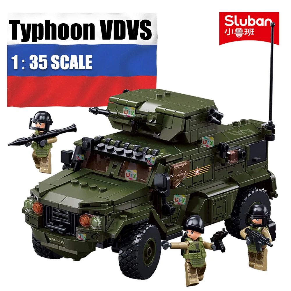 

Sluban M38-B1179 Military WW2 1:35 Typhoon VDVS Assault Armored Vehicle Army Weapon Model Bricks Building Block Toy for Gift Kid