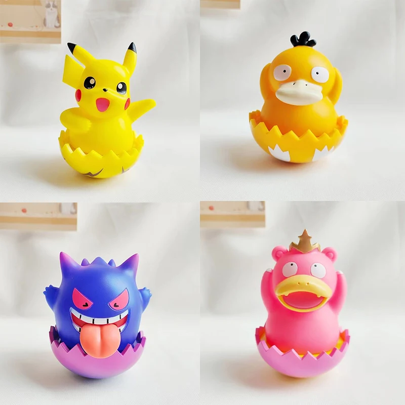 

8-10cm PVC Pokemon Anime Pikachu Gengar Kawaii Spoof Cute Tumbler Figurine Car Decoration Personality Exquisite Children's Toys