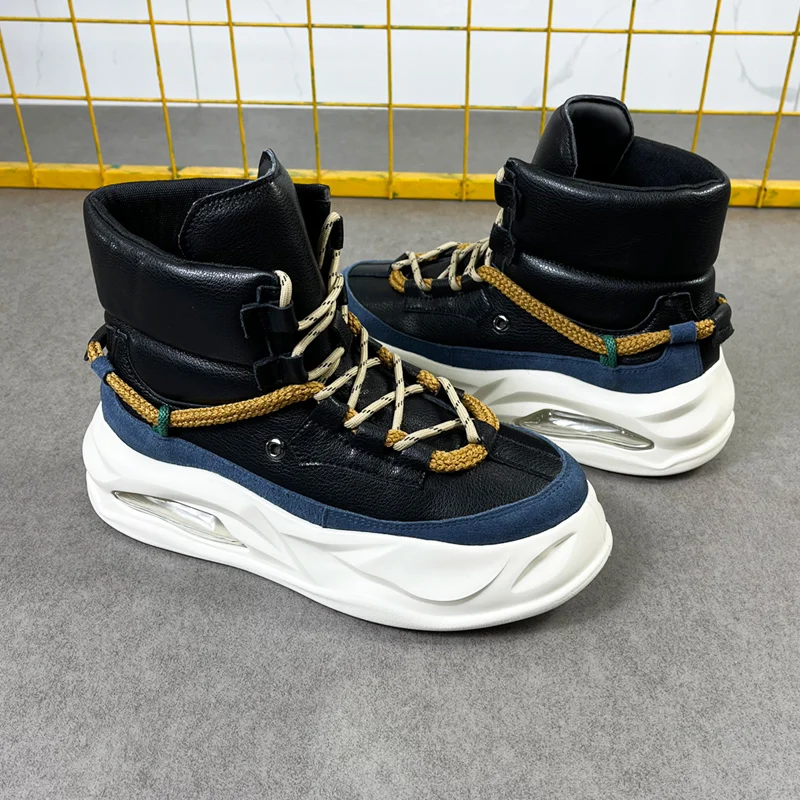 Молодежные модные высокие туфли мужские уличные ботинки в стиле панк мужская