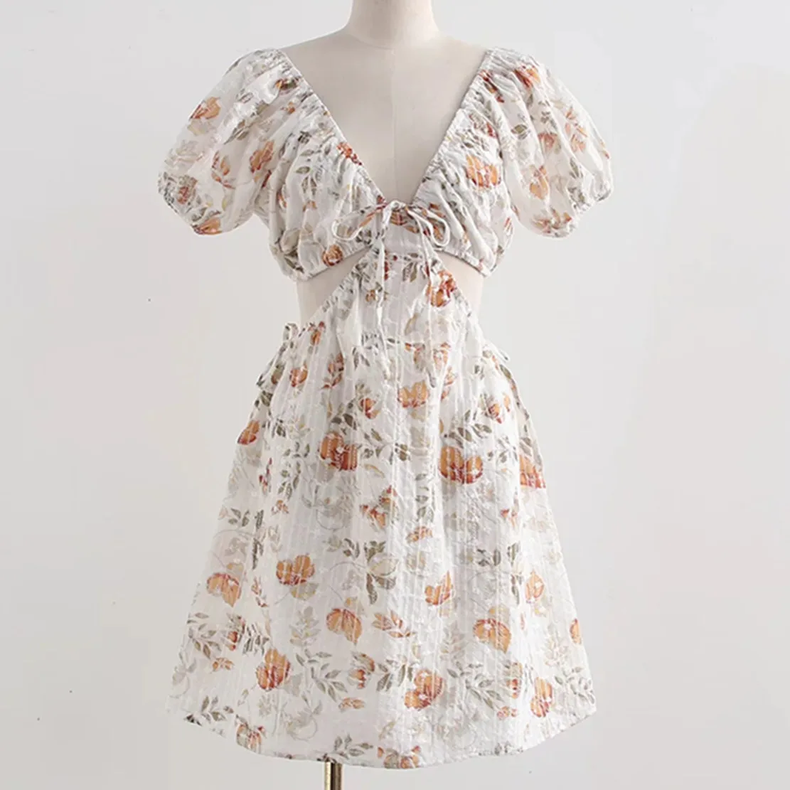 

Женское хлопковое мини-платье в стиле инди, с цветочной вышивкой