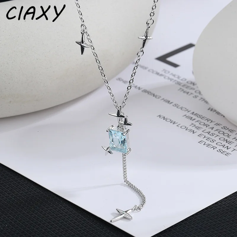 Ожерелья CIAXY 925 с четырехконечными звездами для женщин и девушек элегантные