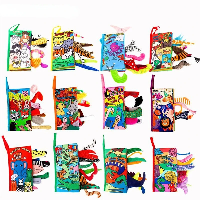 

Montessori Kidsbooks Baby Early Learning Tearing Tail Cloth Book Parent-child Interactive Sound Paper Puzzle Cloth BookToy книги