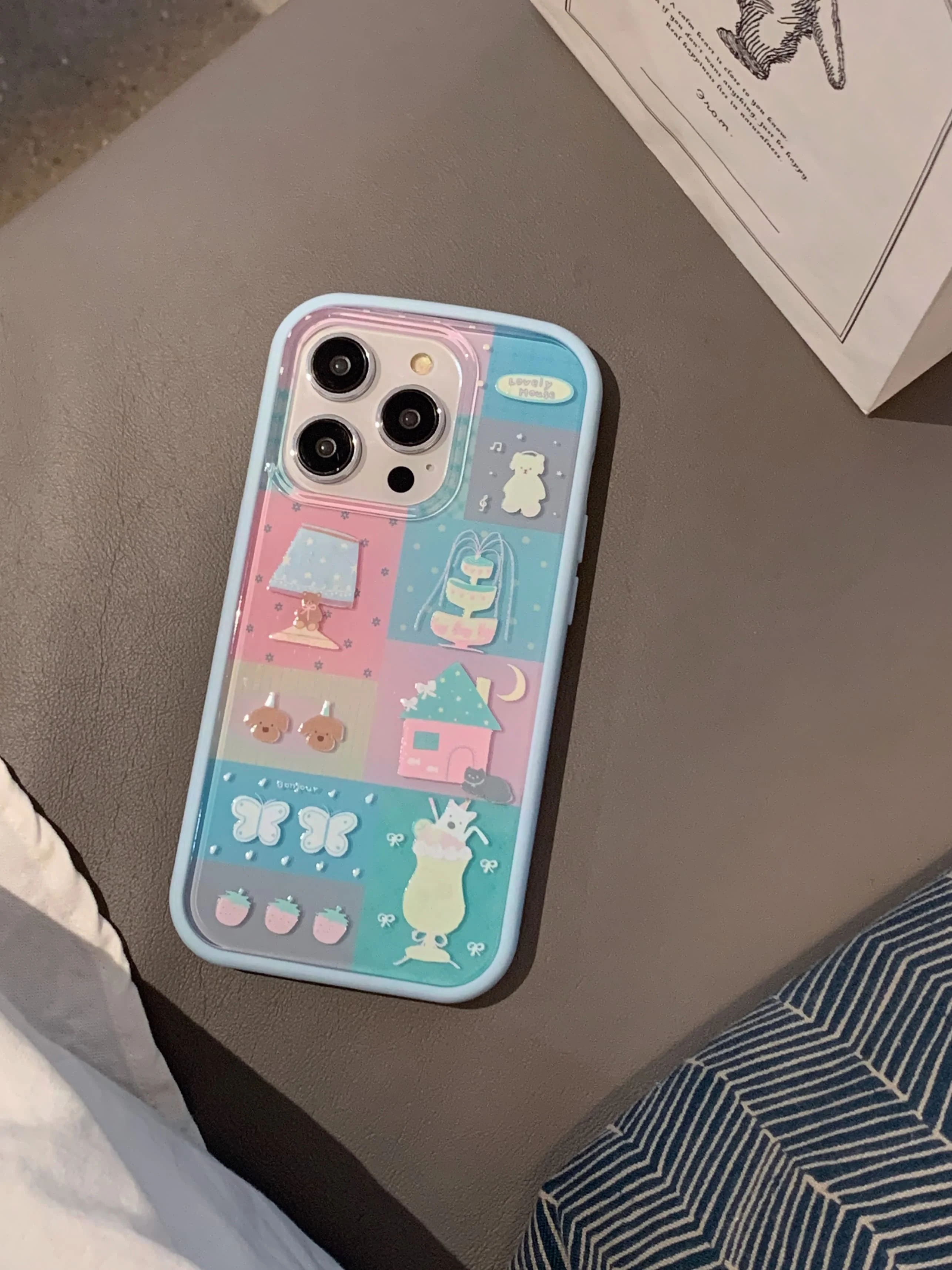 Милые наклейки в Корейском стиле Ins шикарный чехол шашки для iPhone 15 14 13 Pro Max Plus