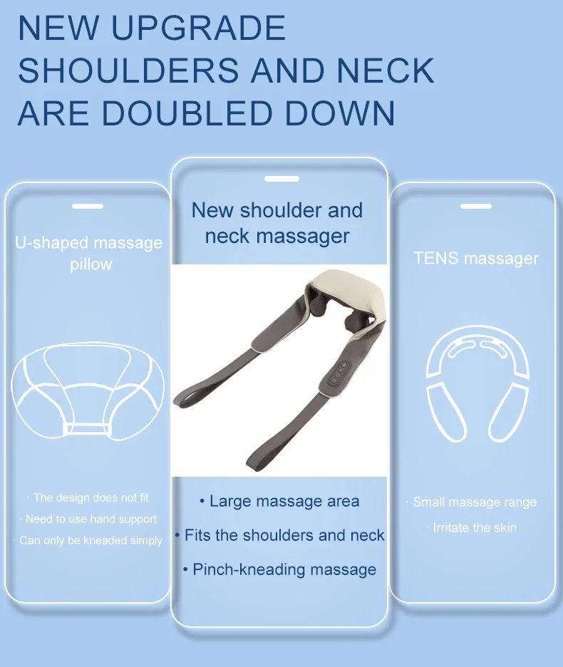 Перезаряжаемый массажер для талии и спины с питанием от USB шейной подушкой
