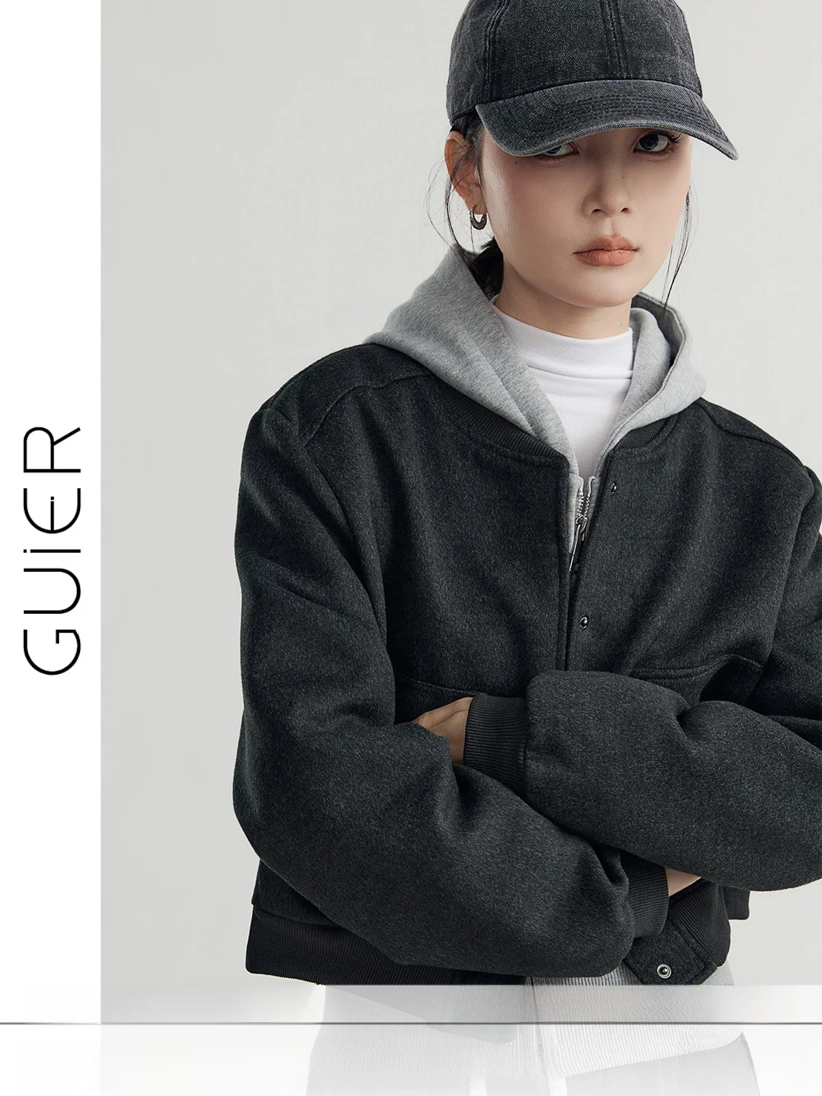 Маленькая шерстяная куртка Guier для женщин новинка 2024 осенне-зимний