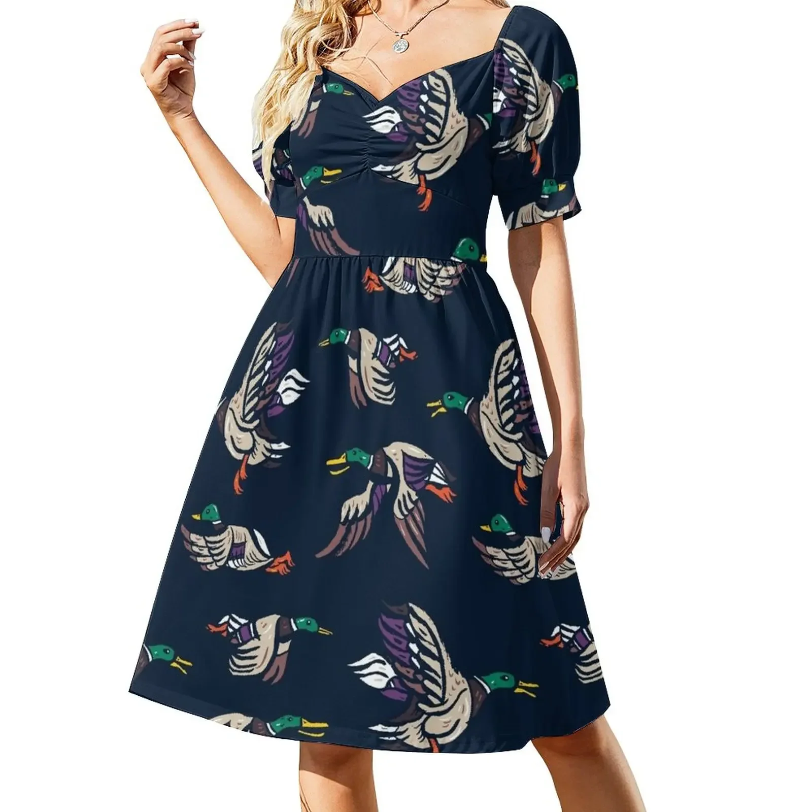 Мужское платье из кряква с утками и кистью короткими рукавами платья для