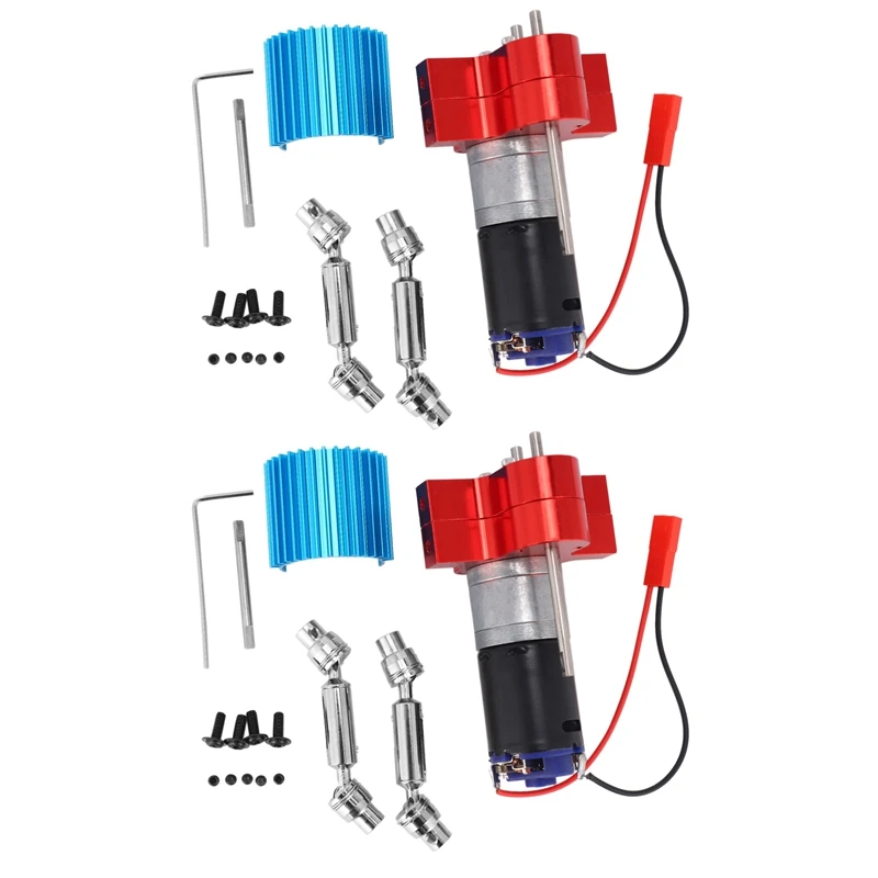 

2X Metal Transmission Gearbox 370 Motor With Drive Shaft Upgrade Accessories For WPL C14 C24 B24 B36 MN D90 MN99S RD