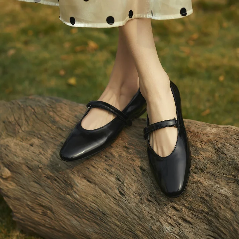 Туфли женские на низком каблуке простые элегантные туфли Мэри Джейн стиль ретро