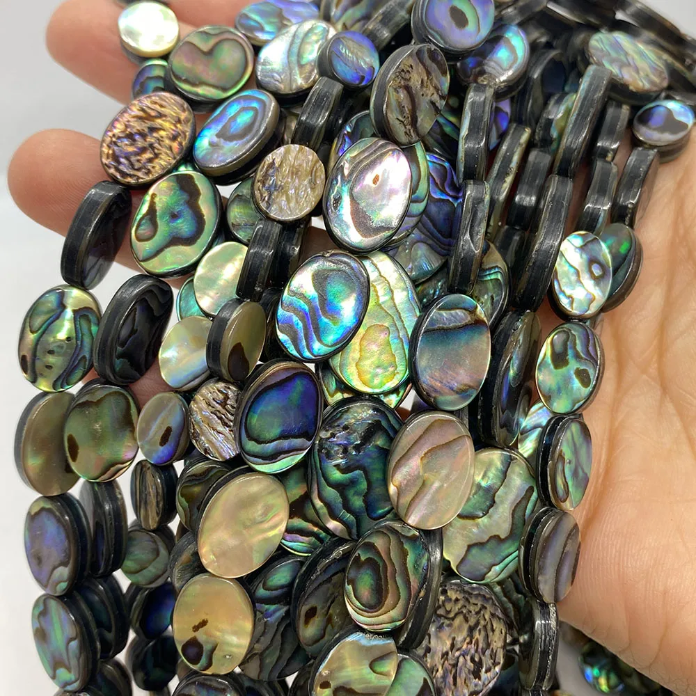

Oval Natural Abalone Shell Loose Beads Abalone Shell Bead Charms for Jewelry Making DIY Necklace Bracelet Earrings Accessories