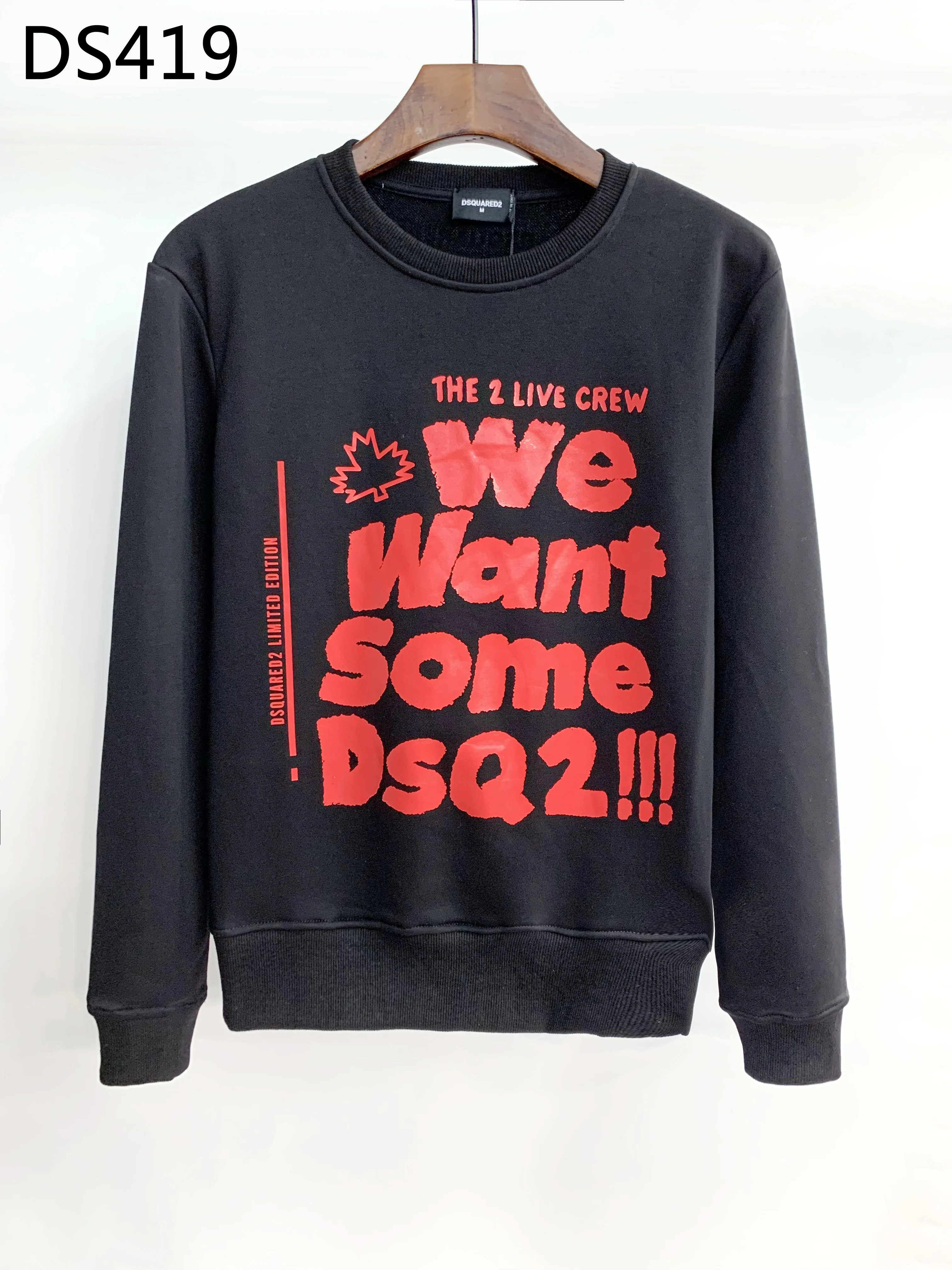 

Red DSQ2 Letter Men's O-neck Pullovers Spring Autumn Men Casual Sweatshirts Pure Color Streetwear Fleece Cotton Hoodies Large
