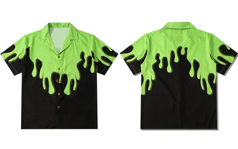 

Рубашка мужская с коротким рукавом, гавайская пляжная сорочка в стиле «хип-хоп», с цветным блочным принтом, модная уличная одежда для отдыха...