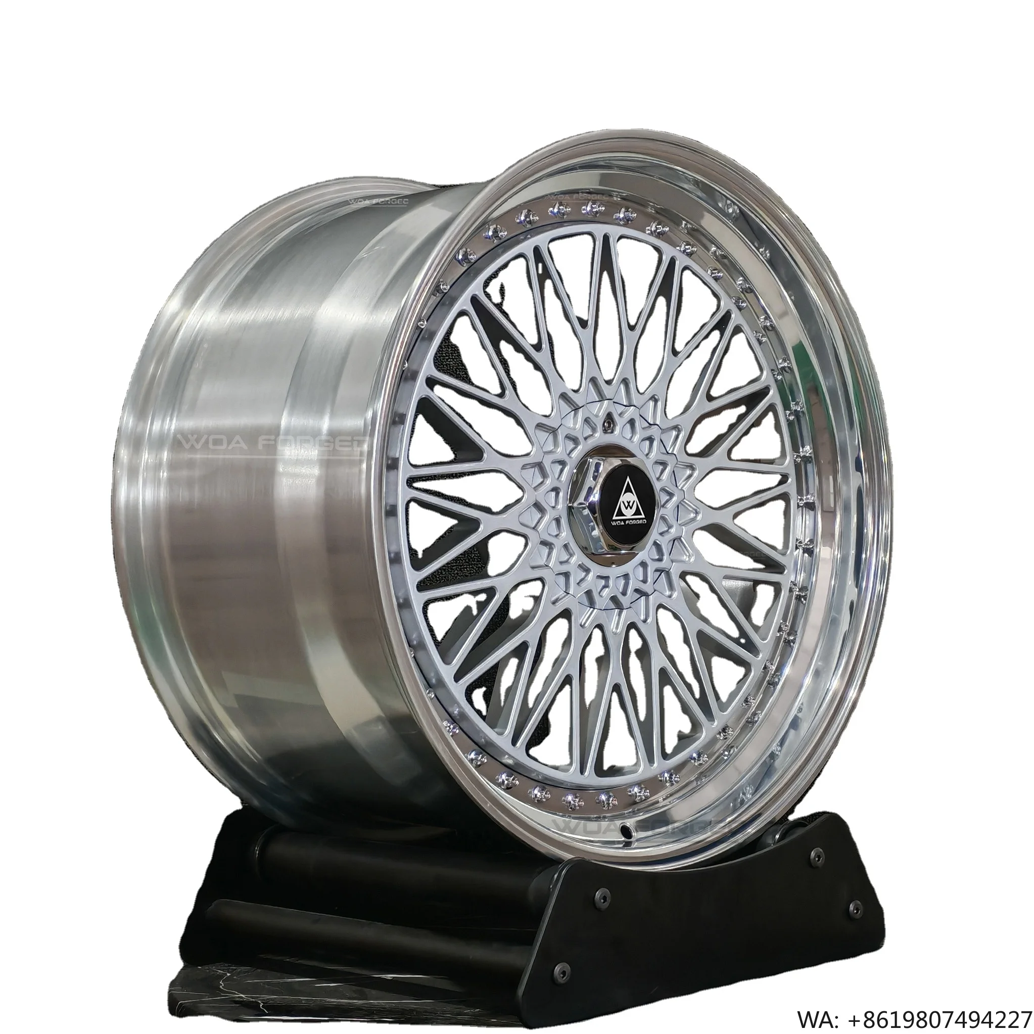Фото Кованые диски WOA X-Rims Boost с спойлером, двухсоставные, серебристые, 5x120, 5x112, глубокий профиль, хромированные, с переплетающимися спицами, 19, 20, 21 дюйм, популярные для M3 №1