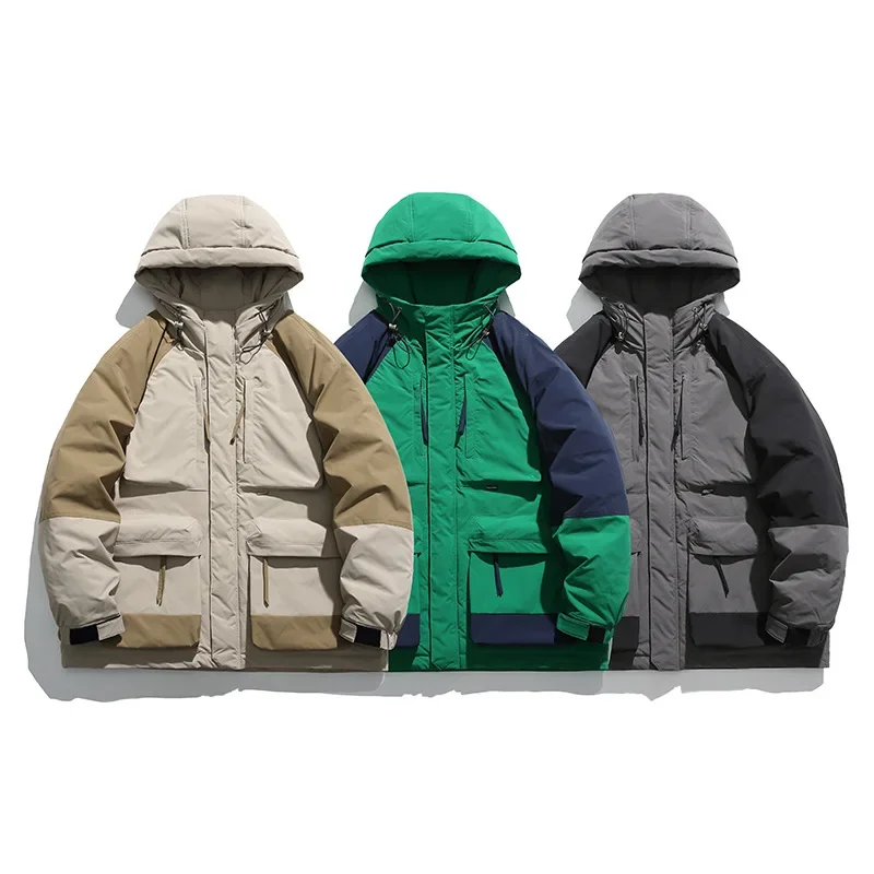 Мужской утепленный пуховик Повседневная модная теплая куртка из белого утиного