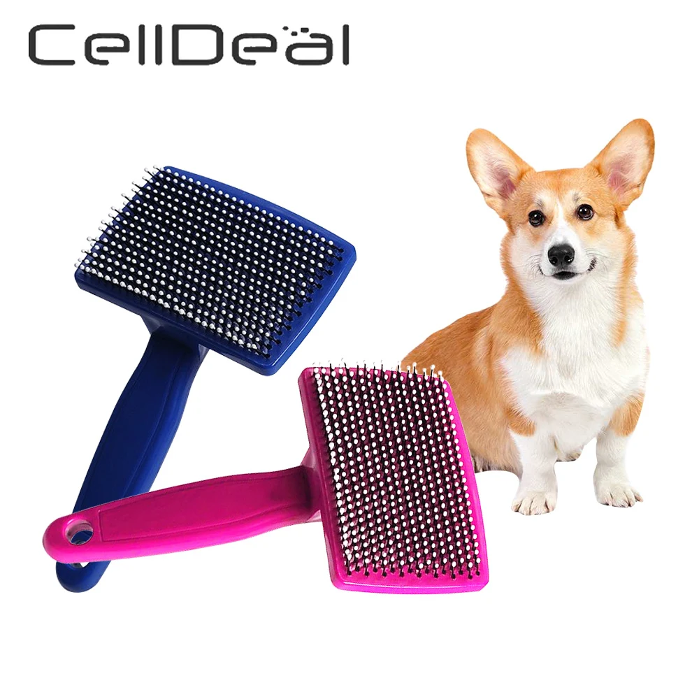 

Щетка для удаления шерсти домашних животных, массажный гребень, из нержавеющей стали, с нескользящей ручкой, для чистки шерсти собак и кошек...