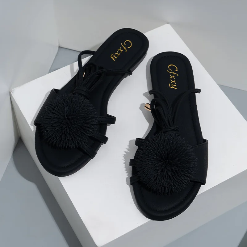 New Retro Flat Women's Sandal Cross Strap Outside Beach Summer Shoes Ladies Soft Comfort Sole Non-slip Designer Chaussure Femme